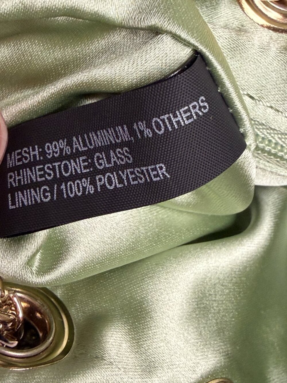 Guess Zalina Mini Purse Handbag Mesh Rhinestone Celadon Blue Green Gold NWT - Picture 11 of 12